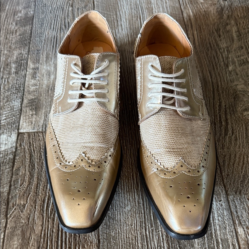 AMALI MENS LACE OXFORD DRESS SHOES Gold SIZE, 11